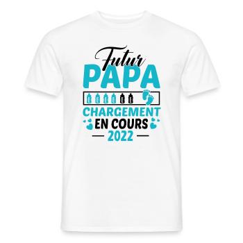 Futur Papa 2022 Idée Cadeau Annonce Grossesse - T-shirt homme - blanc - Devant - AI Model Male 178 dark (178cm)