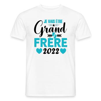Grand-frère 2022 Idée Cadeau De Grossesse Big Bro - T-shirt homme - blanc - Devant - AI Model Male 178 dark (178cm)
