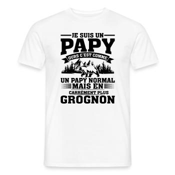 Papy Ours Plus Grognon Anniversaire Noël Cadeau - T-shirt homme - blanc - Devant - AI Model Male 178 dark (178cm)