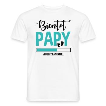 Bientôt Papy Idée Cadeau Citation Grossesse Papi - T-shirt homme - blanc - Devant - AI Model Male 178 dark (178cm)