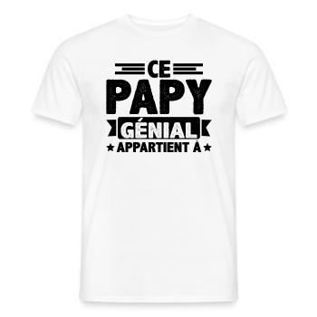 Ce papy génial appartient à [NOM] - T-shirt homme - blanc - Devant - AI Model Male 178 dark (178cm)