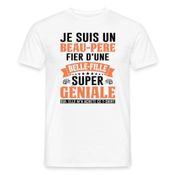 Beau-père Et Belle-fille Papa Fête Des Pères Cool - T-shirt homme - blanc - Devant - AI Model Male 178 dark (178cm)