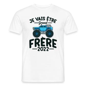 Idée Cadeau Frères Et Sœurs Grossesse Frère 2022 - T-shirt homme - blanc - Devant - AI Model Male 178 dark (178cm)