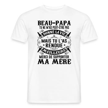 Papa Fête Des Pères Cadeau Beau Papa Famille Père - T-shirt homme - blanc - Devant - AI Model Male 178 dark (178cm)