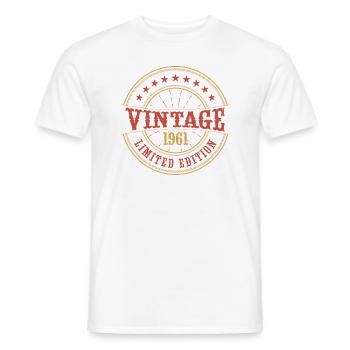 Vintage 1961 Vintage Anniversary Gift Idea 1961 - Men's T-Shirt - white - Front - AI Model Male 178 dark (178cm)