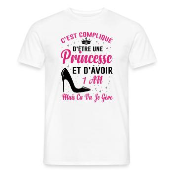 Princesse 1 An Idée Cadeau Anniversaire Amour - T-shirt homme - blanc - Devant - AI Model Male 178 dark (178cm)