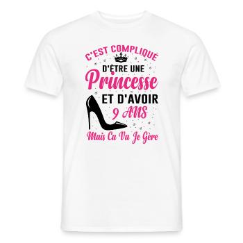 Princesse 9 Ans Idée Cadeau Anniversaire Amour - T-shirt homme - blanc - Devant - AI Model Male 178 dark (178cm)