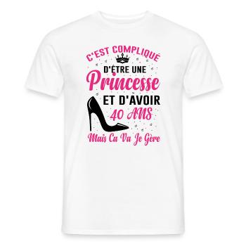 Princesse 40 Ans Idée Cadeau Anniversaire Amour - T-shirt homme - blanc - Devant - AI Model Male 178 dark (178cm)