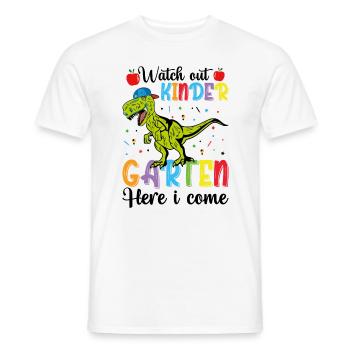 Hé les enfants, j'arrive, dinos, à l'école - T-shirt homme - blanc - Devant - AI Model Male 178 dark (178cm)