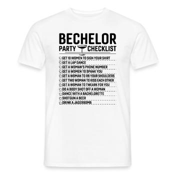 Checkliste für das Bechlor Festival - Männer T-Shirt - Weiß - Vorne - AI Model Male 178 dark (178cm)
