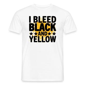 I Bleed Black And Yellow Je Saigne Noir Et Jaune - Men's T-Shirt - white - Front - AI Model Male 178 dark (178cm)