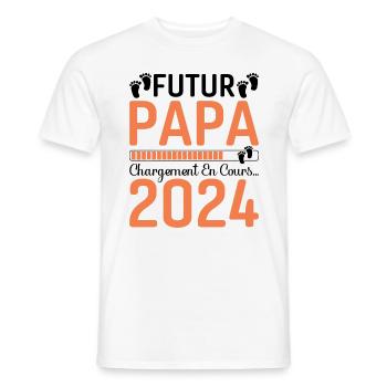 Futur Papa 2024 Père Idée Cadeau Fête Des Pères - T-shirt homme - blanc - Devant - AI Model Male 178 dark (178cm)