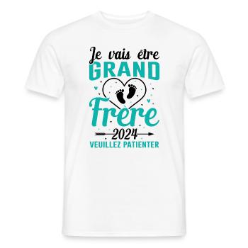 Je Vais Être Grand Frère 2024 - T-shirt homme - blanc - Devant - AI Model Male 178 dark (178cm)