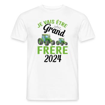 Je Vais Être Grand Frère 2024 - T-shirt homme - blanc - Devant - AI Model Male 178 dark (178cm)