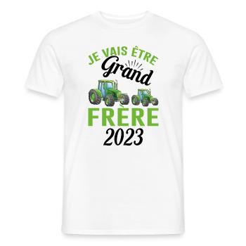 Je Vais Être Grand Frère 2023 - T-shirt homme - blanc - Devant - AI Model Male 178 dark (178cm)