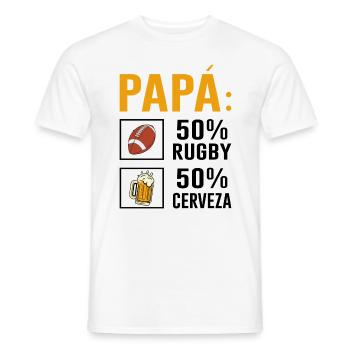 Papa 50% Rugby 50% Bière Cadeau De Fête Des Pères - T-shirt homme - blanc - Devant - AI Model Male 178 dark (178cm)