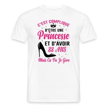 Princesse 88 Ans Idée Cadeau Anniversaire Amour - T-shirt homme - blanc - Devant - AI Model Male 178 dark (178cm)