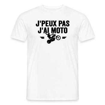 Je Peux Pas J'ai Moto Humour Cadeau Anniversaire - T-shirt homme - blanc - Devant - AI Model Male 178 dark (178cm)