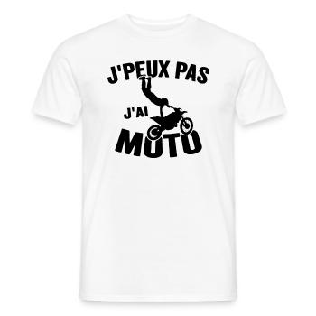 Je Peux Pas J'ai Moto Humour Cadeau Anniversaire - T-shirt homme - blanc - Devant - AI Model Male 178 dark (178cm)