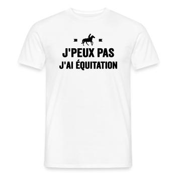 Je Peux Pas J'ai Équitation Cheval Poney Jument - T-shirt homme - blanc - Devant - AI Model Male 178 dark (178cm)
