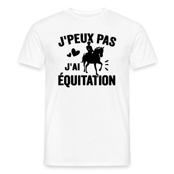 Je Peux Pas J'ai Équitation Cheval Poney Jument - T-shirt homme - blanc - Devant - AI Model Male 178 dark (178cm)