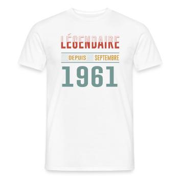 Légendaire Depuis Septembre 1961 Anniversaire - T-shirt homme - blanc - Devant - AI Model Male 178 dark (178cm)