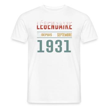 Légendaire Depuis Septembre 1931 Anniversaire - T-shirt homme - blanc - Devant - AI Model Male 178 dark (178cm)