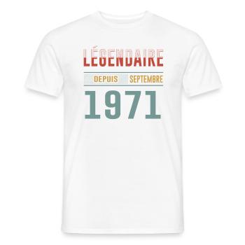 Légendaire Depuis Septembre 1971 Anniversaire - T-shirt homme - blanc - Devant - AI Model Male 178 dark (178cm)