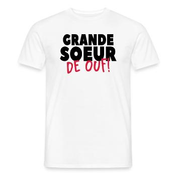 Grand Soeur De Ouf - T-shirt homme - blanc - Devant - AI Model Male 178 dark (178cm)