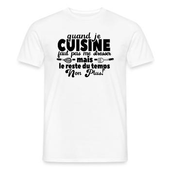 Quand Je Cuisine Faut Pas Me Stresser - T-shirt homme - blanc - Devant - AI Model Male 178 dark (178cm)