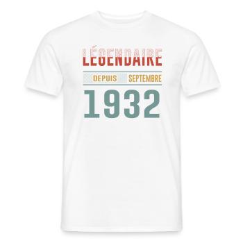 Légendaire Depuis Septembre 1932 Anniversaire - T-shirt homme - blanc - Devant - AI Model Male 178 dark (178cm)