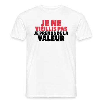 Je Ne Vieillis Pas Je Prends De La Valeur - T-shirt homme - blanc - Devant - AI Model Male 178 dark (178cm)