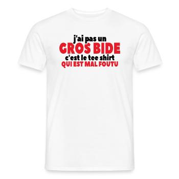 J'ai Pas Un Gros Bide - T-shirt homme - blanc - Devant - AI Model Male 178 dark (178cm)