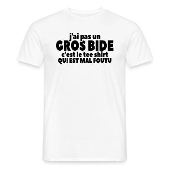 J'ai Pas Un Gros Bide - T-shirt homme - blanc - Devant - AI Model Male 178 dark (178cm)