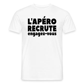 L'apéro Recrute Engagez-vous - T-shirt homme - blanc - Devant - AI Model Male 178 dark (178cm)