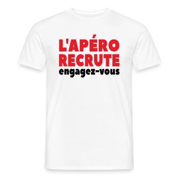 L'apéro Recrute Engagez-vous - T-shirt homme - blanc - Devant - AI Model Male 178 dark (178cm)