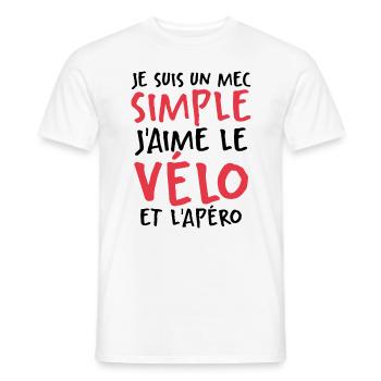 J'aime Le Vélo Et L'apéro - T-shirt homme - blanc - Devant - AI Model Male 178 dark (178cm)