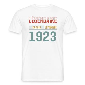 Légendaire Depuis Septembre 1923 Anniversaire - T-shirt homme - blanc - Devant - AI Model Male 178 dark (178cm)