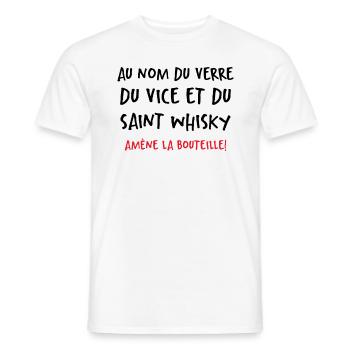 Au Nom Du Verre Du Vice Et Du Saint Whisky - T-shirt homme - blanc - Devant - AI Model Male 178 dark (178cm)