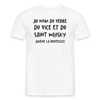 Au Nom Du Verre Du Vice Et Du Saint Whisky - T-shirt homme - blanc - Devant - AI Model Male 178 dark (178cm)