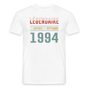 Légendaire Depuis Septembre 1994 Anniversaire - T-shirt homme - blanc - Devant - AI Model Male 178 dark (178cm)