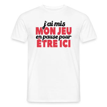 J'ai Mis Mon Jeu En Pause Pour Être Ici - T-shirt homme - blanc - Devant - AI Model Male 178 dark (178cm)