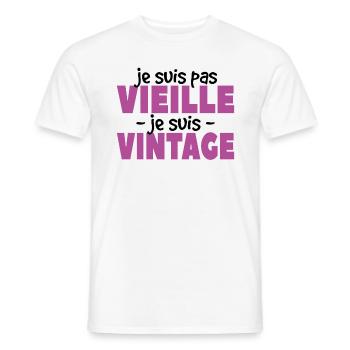 Je Suis Pas Vieille Je Suis Vintage - T-shirt homme - blanc - Devant - AI Model Male 178 dark (178cm)