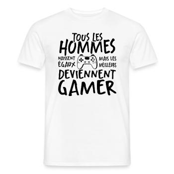 Les Meilleurs Hommes Deviennent Gamer - T-shirt homme - blanc - Devant - AI Model Male 178 dark (178cm)