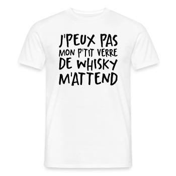 Je Peux Pas Mon P'tit Verre De Whisky M'attend - T-shirt homme - blanc - Devant - AI Model Male 178 dark (178cm)