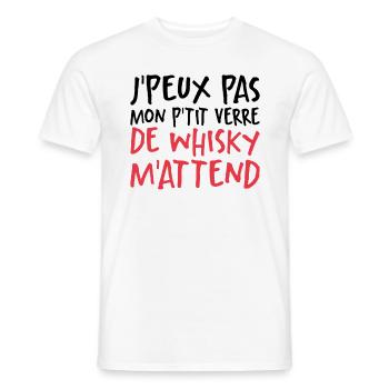Je Peux Pas Mon P'tit Verre De Whisky M'attend - T-shirt homme - blanc - Devant - AI Model Male 178 dark (178cm)