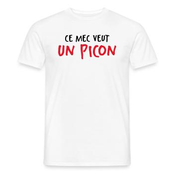 Ce Mec Veut Un Picon - T-shirt homme - blanc - Devant - AI Model Male 178 dark (178cm)
