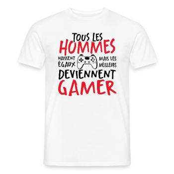 Les Meilleurs Hommes Deviennent Gamer - T-shirt homme - blanc - Devant - AI Model Male 178 dark (178cm)