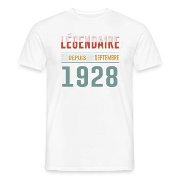 Légendaire Depuis Septembre 1928 Anniversaire - T-shirt homme - blanc - Devant - AI Model Male 178 dark (178cm)