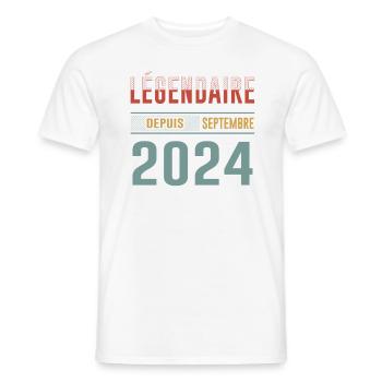 Légendaire Depuis Septembre 2024 Anniversaire - T-shirt homme - blanc - Devant - AI Model Male 178 dark (178cm)